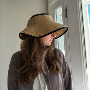 Nordstrom Rack Wide Brim Straw Sun Visor one size Coastal Summer Beach Preppy